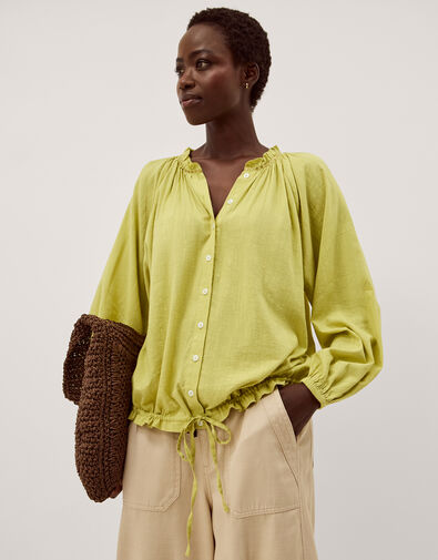 Amber Bubble Hem Blouse, Green (GREEN), large