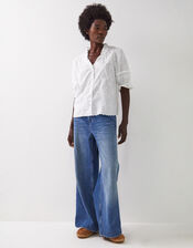 East Bria Broderie Puff Sleeve Top, White (WHITE), large