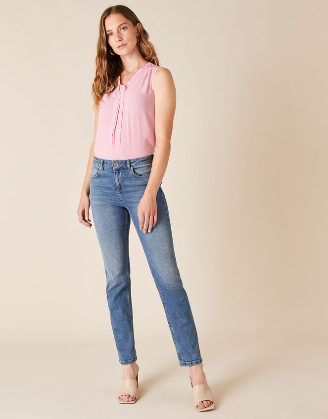Tie Front Sleeveless Top with LENZING™ ECOVERO™, Pink (BLUSH), large