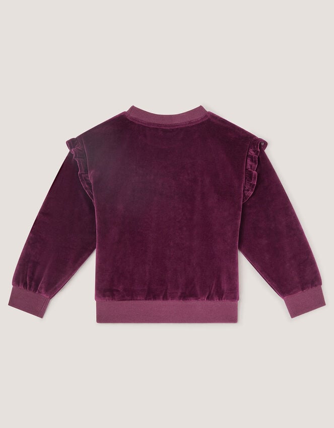 Bow Embellished Velour Sweatshirt, Brown (BROWN), large