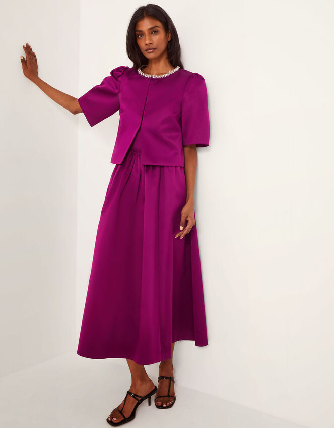 Saira Embellished Short Sleeve Satin Jacket Pink Women's Jackets