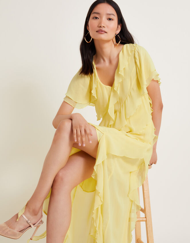 Renata Ruffle Maxi Dress Yellow | Evening Dresses | Monsoon UK.