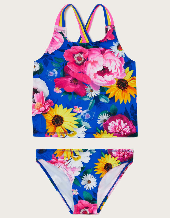 Floral Bloom Tankini Set, Blue (BLUE), large
