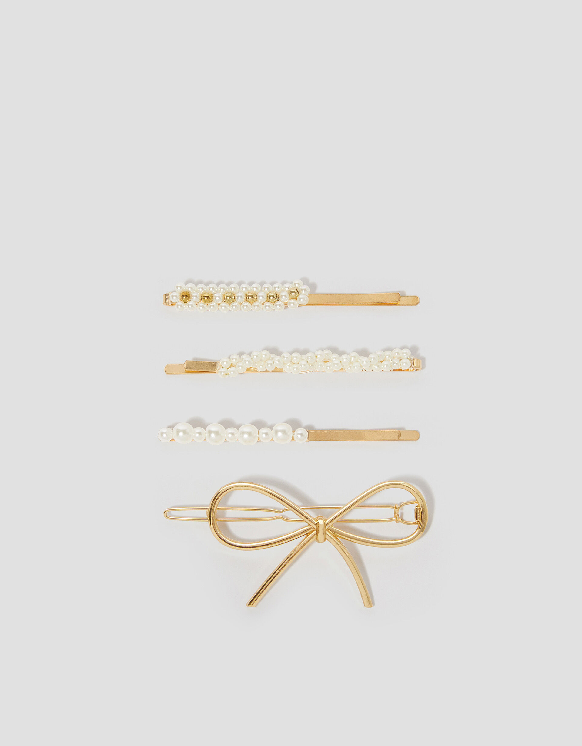 4-Pack Pearl Bow Hair Clips