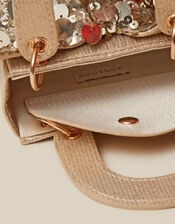Sequin Bow Tote Bag, Gold (GOLD), large