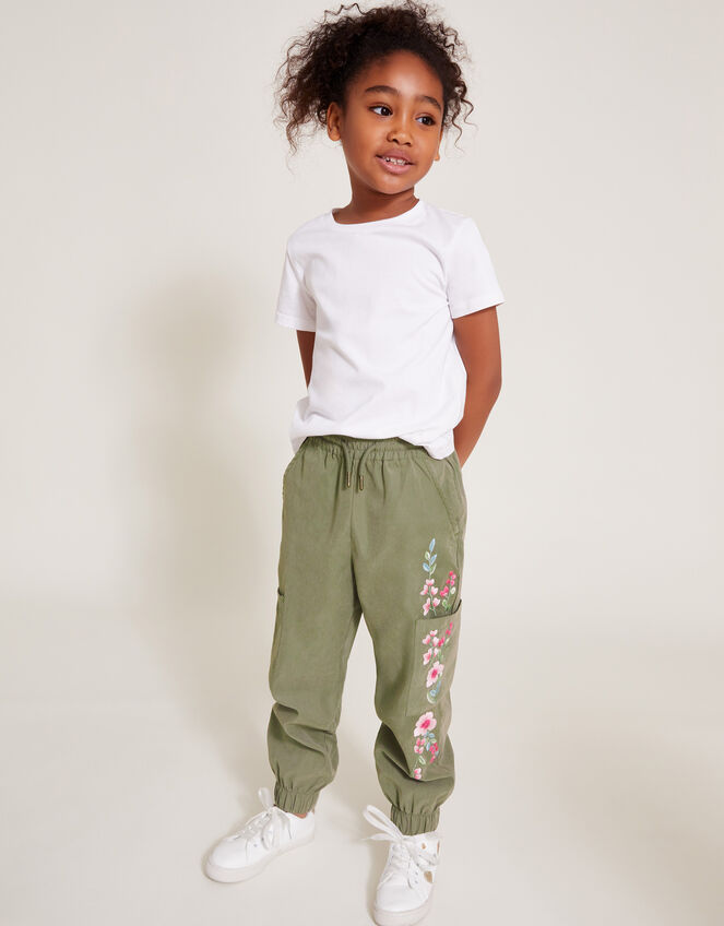 Embroidered Cargo Joggers, Green (GREEN), large