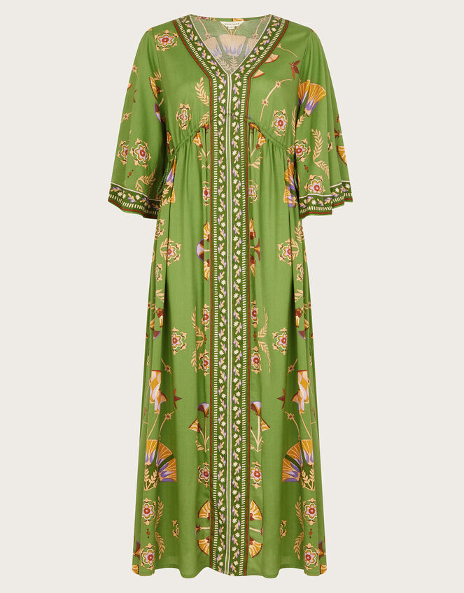 Mollie Printed Midi Dress, Green (GREEN), large