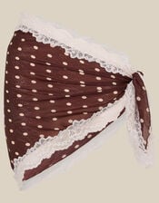 Elin Polka Dot Lace Silk Scarf, , large