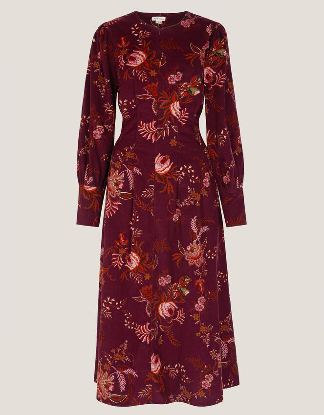 Yasmina Floral Fit & Flare Midi Dress, Red (CHERRY), large