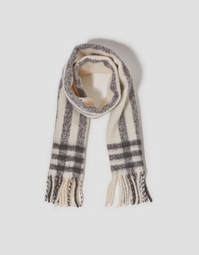Darcy Check Scarf, Ivory (IVORY), large