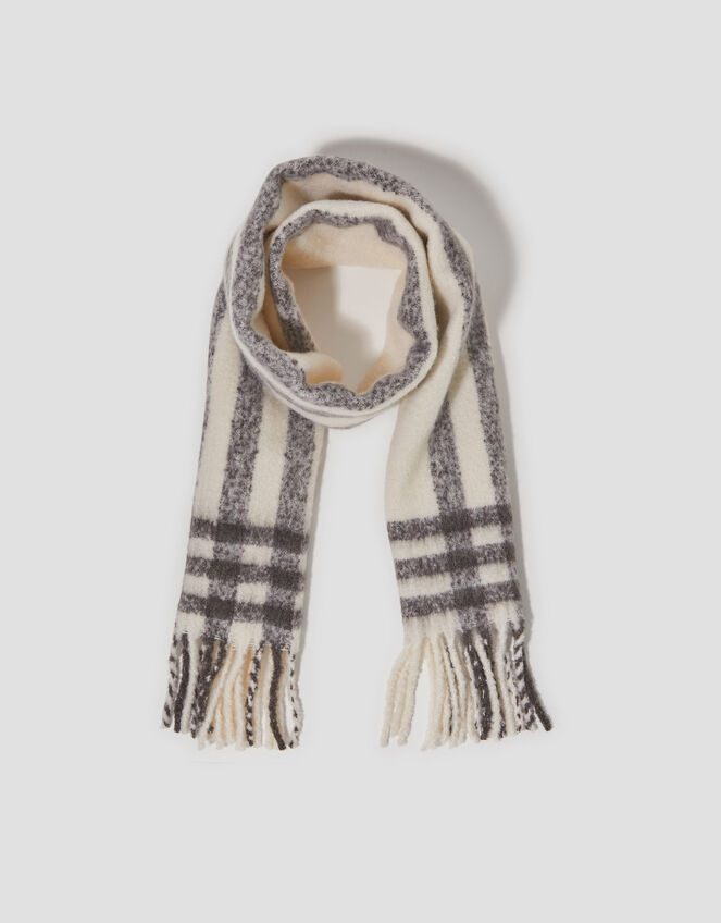 Darcy Check Scarf, Ivory (IVORY), large