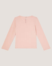 Sequin Bow Long Sleeve Top, Pink (PINK), large