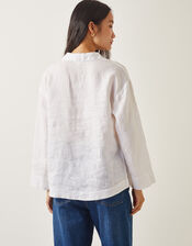 Clover Linen Button Blouse, White (WHITE), large