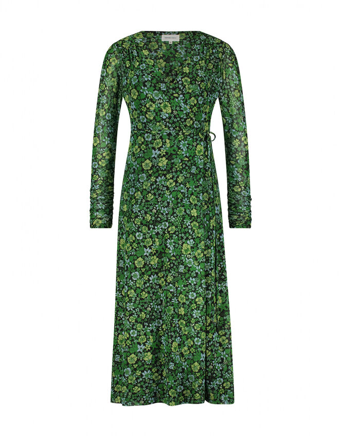 Fabienne Chapot Floral Wrap Midi Dress, Green (GREEN), large