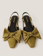 Ana Suedette Bow Slingback Flats, Green (KHAKI), large