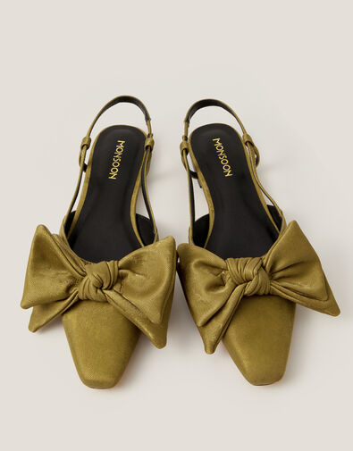 Ana Suedette Bow Slingback Flats, Green (KHAKI), large