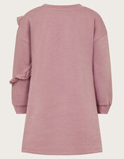 Frilly 3D Flower Sweatshirt Dress, Purple (LILAC), large