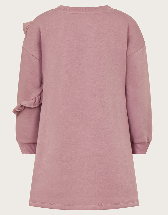 Frilly 3D Flower Sweatshirt Dress, Purple (LILAC), large