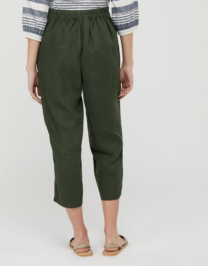 Bernice Culottes in Pure Linen, Green (KHAKI), large