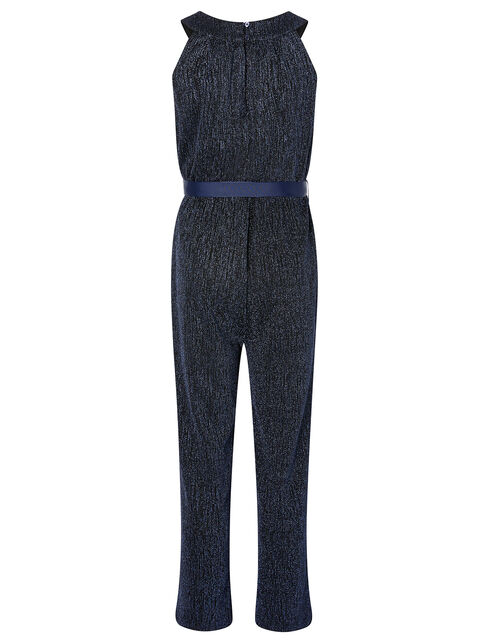 Shimmer Halter Jumpsuit, Blue (NAVY), large