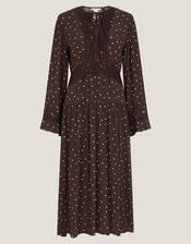 Mackie Polka Dot Lace Midi Dress, Brown (CHOCOLATE), large