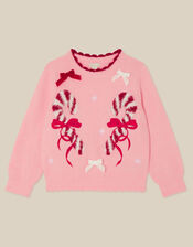 Candy Cane Christmas Jumper, Pink (PINK), large