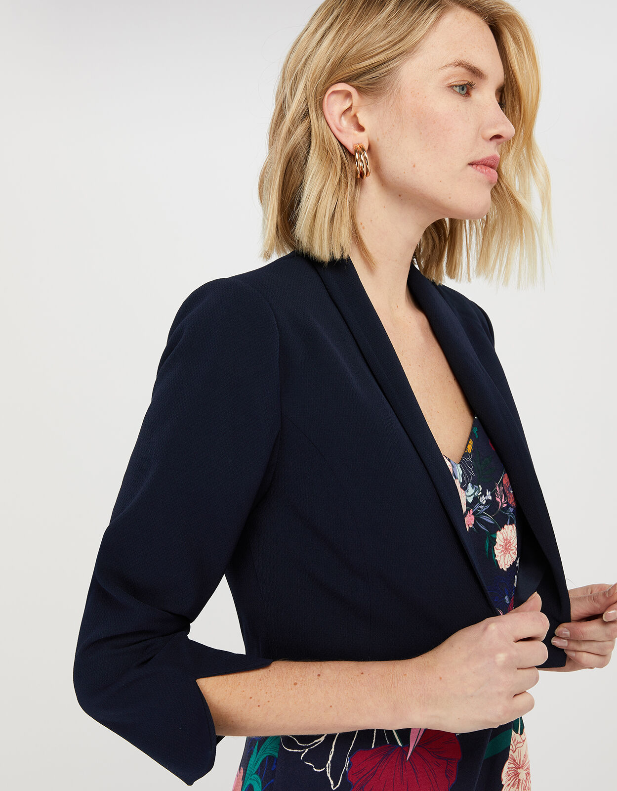Crop navy jacket sales