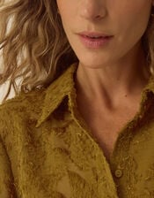 Chrissy Textured Fringe Shirt, Green (CHARTREUSE), large