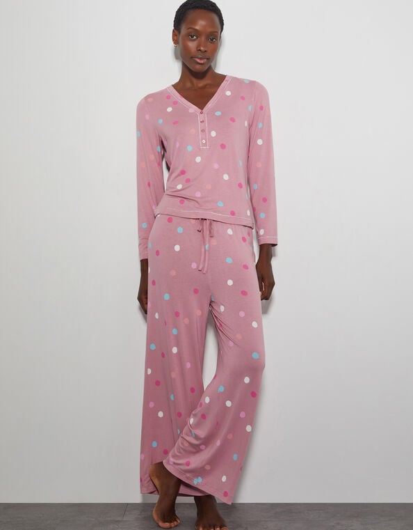 Sabrina Spot Long Pyjamas Set, Pink (BLUSH), large