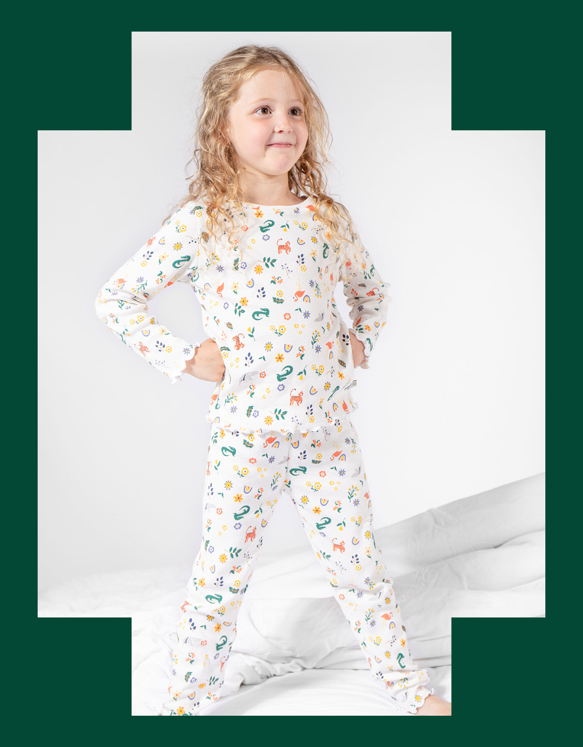 Frugi Animal Print Pyjama Set White