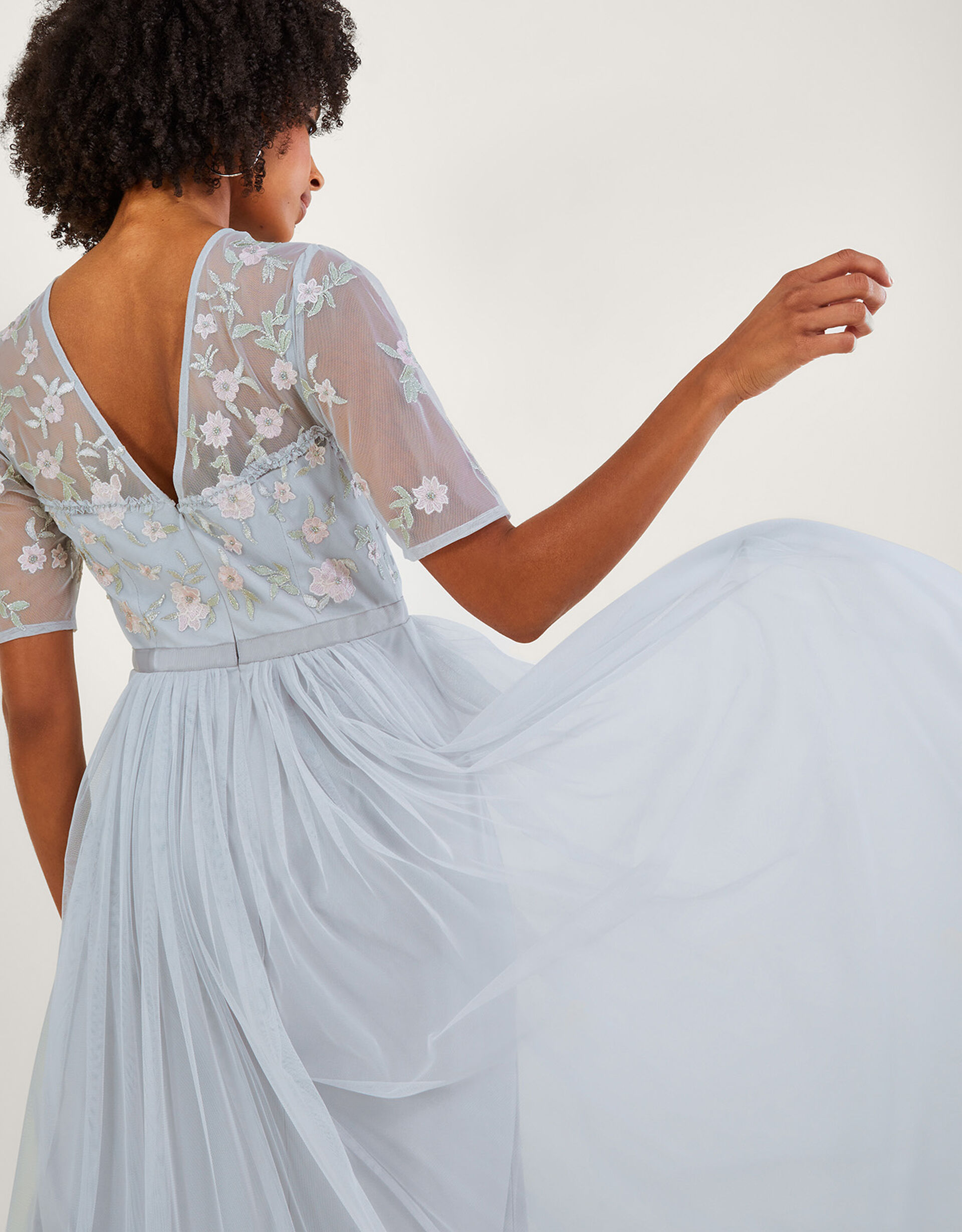 Saffron Gold Floral Embellished Maxi Dress