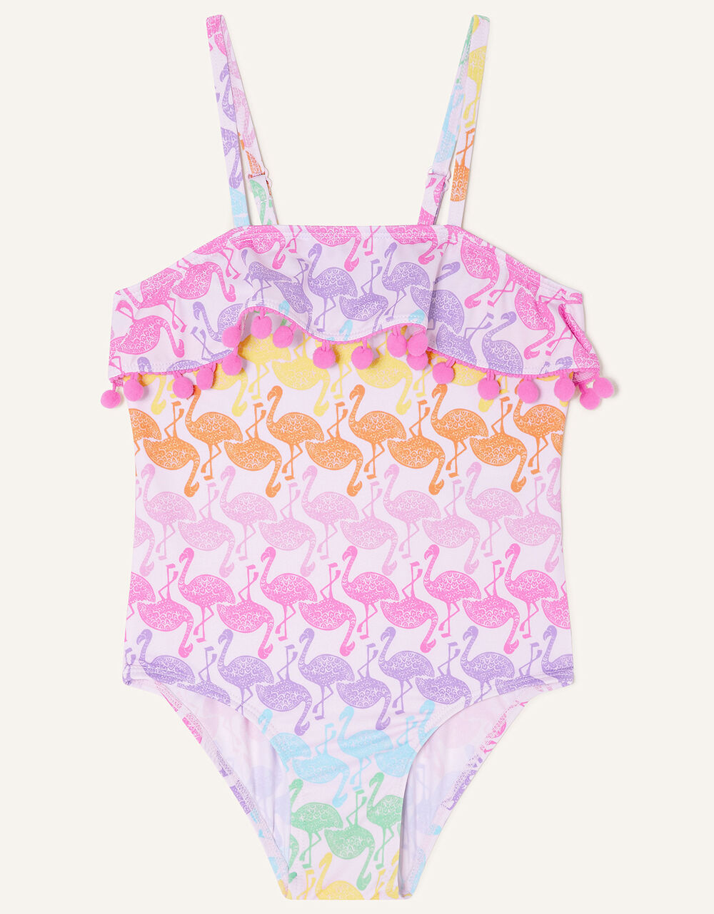 Children Girls 3-12yrs | Flamingo Print Bardot Neckline Swimsuit Pink - HO04440