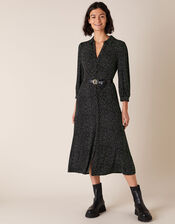 Ditsy Print Shirt Dress with LENZING™ ECOVERO™, Black (BLACK), large
