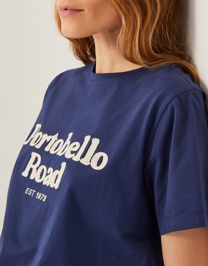 Sara Portobello Road Slogan T-Shirt, Blue (NAVY), large