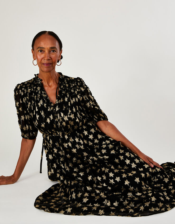 Serenity Star Maxi Dress, Black (BLACK), large