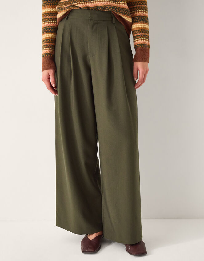 Esther Pleat Wide Leg Trousers Green
