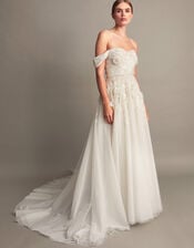 Luciane Off-Shoulder Wedding Dress, Ivory (IVORY), large