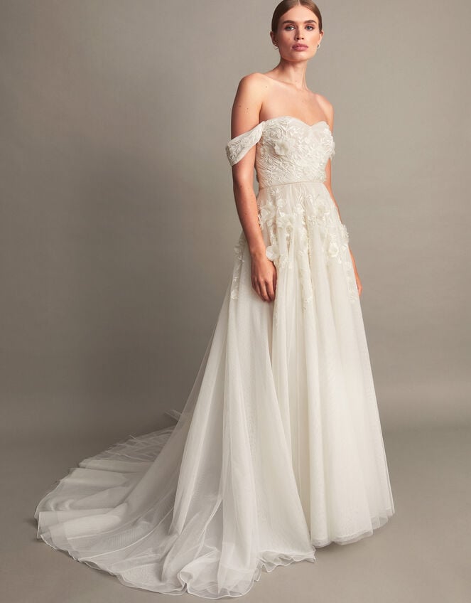 Luciane Off-Shoulder Wedding Dress, Ivory (IVORY), large