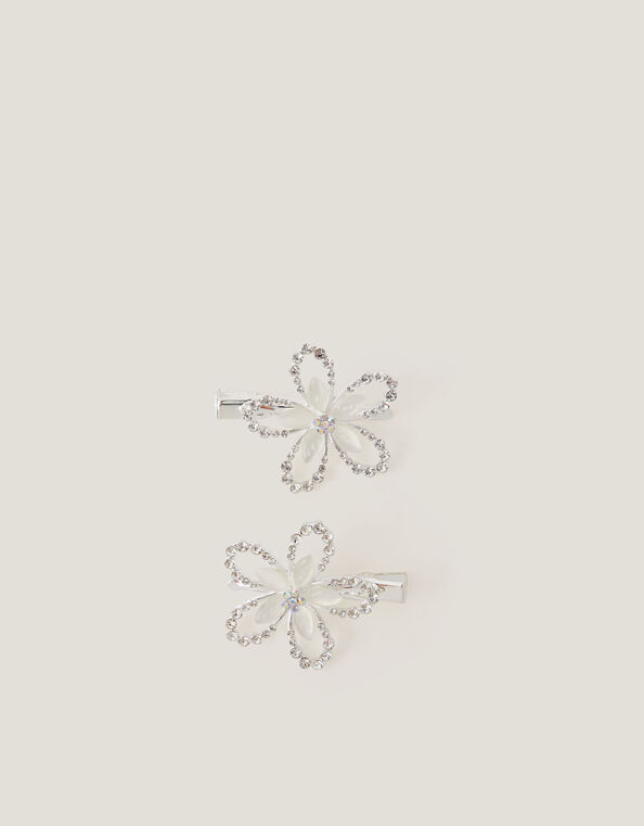 2-Pack Diamant&eacute; Flower Hair Clips, , large