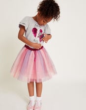 L'Amour Paris T-Shirt and Tulle Skirt Set, Grey (GREY), large