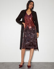 Claire Sleeveless Sequin Midi Dress, Red (RED), large