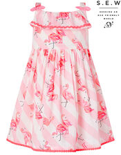 Baby Francine Flamingo Dress in Organic Cotton, Pink (PINK), large