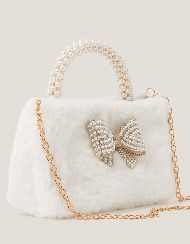 Fluffy Pearl Handle Bag, , large