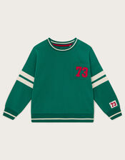 Varsity Stripe Sweatshirt, Green (GREEN), large