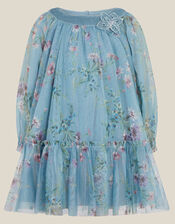 Baby Naina Floral Mesh Party Dress, Teal (TEAL), large