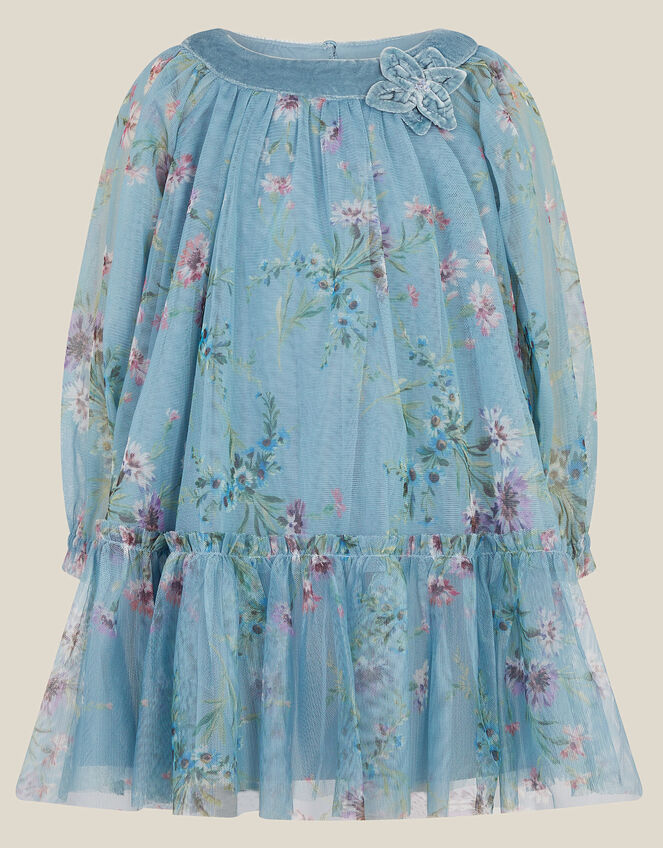 Baby Naina Floral Mesh Party Dress, Teal (TEAL), large