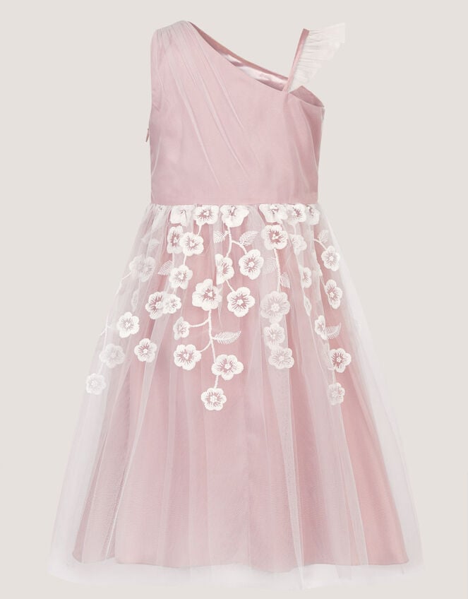 Liza Embroidered Asymmetrical Party Dress, Pink (PINK), large