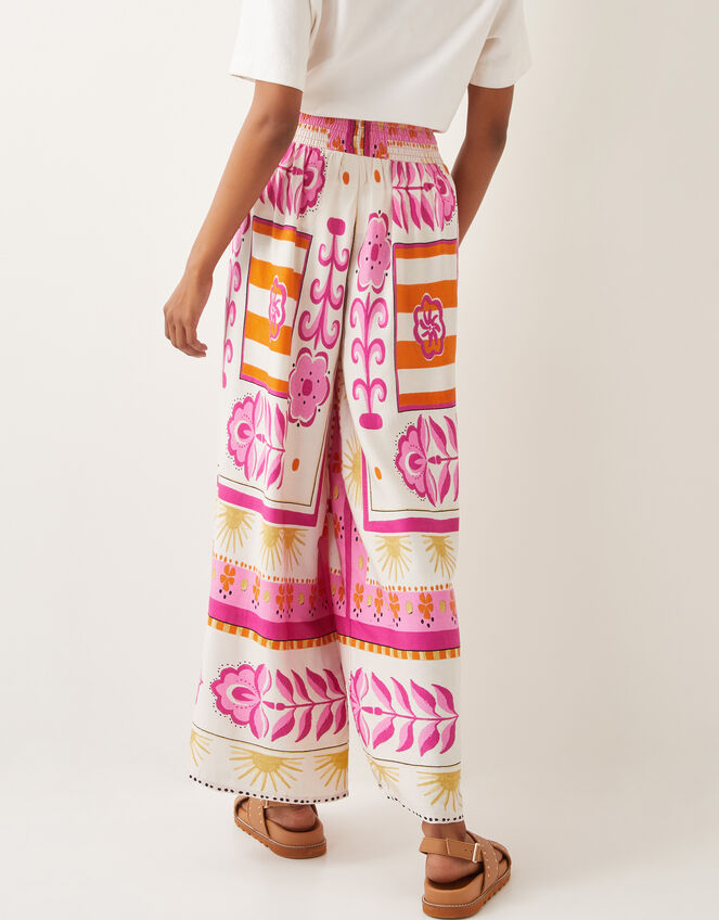 Tina Summer Floral Wide Leg Trousers, Pink (PINK), large
