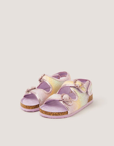 Rainbow Heart Buckle Sandals, Multi (MULTI), large