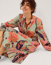 Carmen Floral Midi Tunic Dress, Green (SAGE), large